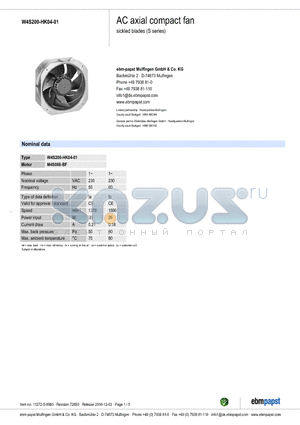 W4S200HK0401 datasheet - AC axial compact fan
