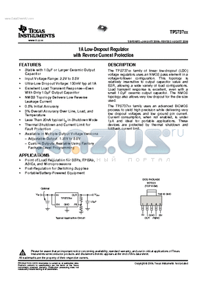 TPS73701DCQ datasheet - 1A Low-Dropout Regulator with Reverse Current Protection