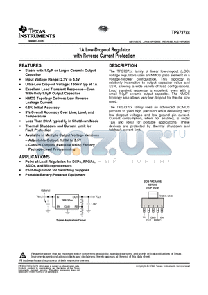 TPS73701DCQR datasheet - 1A Low-Dropout Regulator with Reverse Current Protection