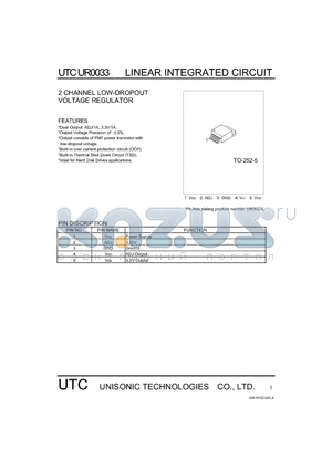 UTCUR0033 datasheet - LINEAR INTEGRATED CIRCUIT