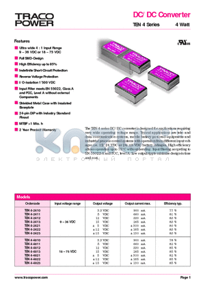 TEN4-2411 datasheet - DC/DC Converter