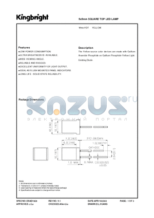 W503YDT datasheet - 5x5mm SQUARE TOP LED LAMP