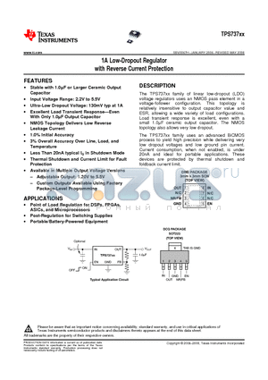 TPS73701DRBT datasheet - 1A Low-Dropout Regulator with Reverse Current Protection