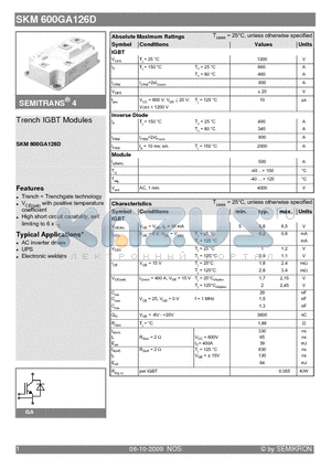 SKM600GA126D_09 datasheet - Trench IGBT Modules