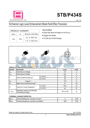 STP434S datasheet - N-Channel Logic Level Enhancement Mode Field Effect Transistor