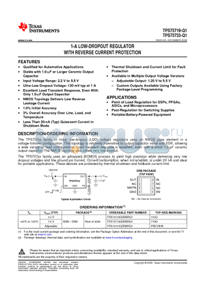 TPS73719-Q1 datasheet - 1-A LOW-DROPOUT REGULATOR WITH REVERSE CURRENT PROTECTION