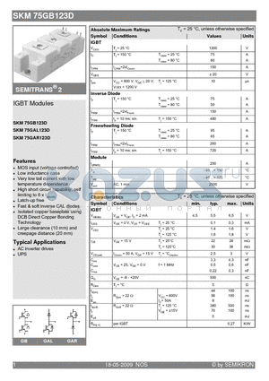 SKM75GAL123D datasheet - IGBT Modules