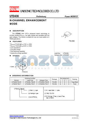 UTD436 datasheet - N-CHANNEL ENHANCEMENT MODE