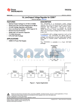 TPS73734 datasheet - 1A, Low-Dropout Voltage Regulator for C2000