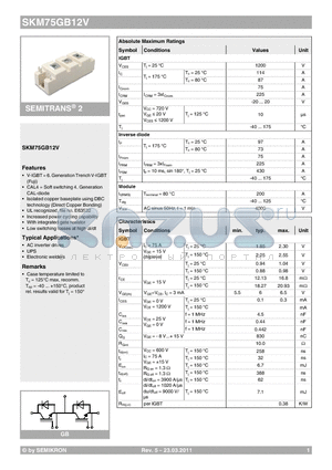 SKM75GB12V_11 datasheet - SEMITRANS