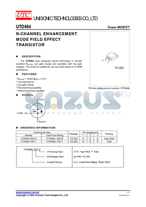 UTD484L-TN3-R datasheet - N-CHANNEL ENHANCEMENT MODE FIELD EFFECT TRANSISTOR