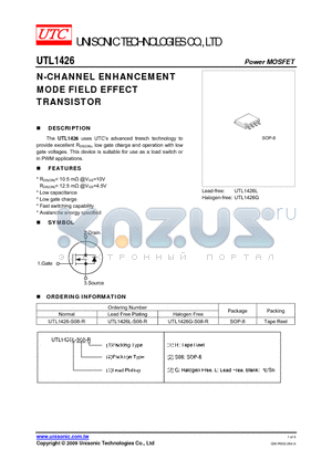 UTL1426 datasheet - N-CHANNEL ENHANCEMENT MODE FIELD EFFECT TRANSISTOR