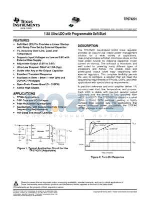 TPS74201RGWR datasheet - 1.5A Ultra-LDO with Programmable Soft-Start