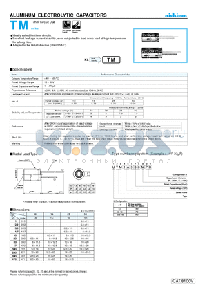 UTM1A101MED datasheet - ALUMINUM ELECTROLYTIC CAPACITORS