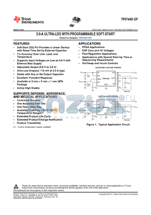 TPS74401-EP datasheet - 3.0-A ULTRA-LDO WITH PROGRAMMABLE SOFT-START