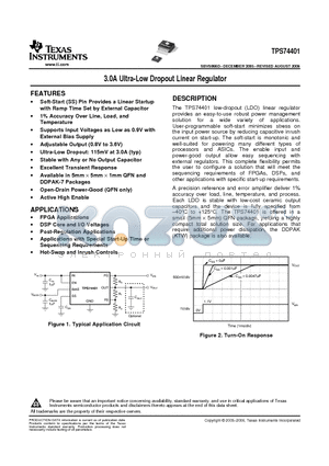 TPS74401RGWT datasheet - 3.0A Ultra-Low Dropout Linear Regulator