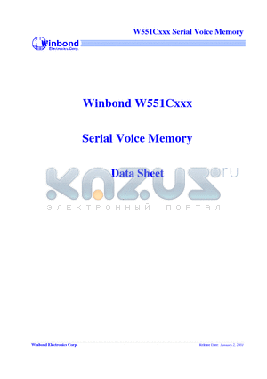 W551C040 datasheet - Serial Voice Memory