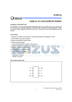 W55F20 datasheet - SERIAL FLASH EEPROM SERIES