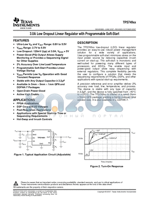 TPS749XX datasheet - 3.0A Low Dropout Linear Regulator with Programmable Soft-Start