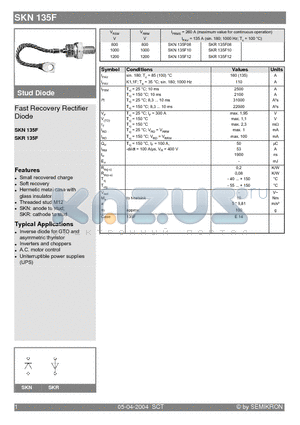 SKN135F datasheet - Fast Recovery Rectifier Diode