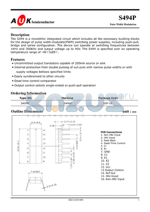 S494P datasheet - Pulse Width Modulation