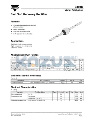 S494D datasheet - Fast Soft Recovery Rectifier