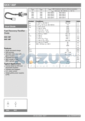 SKN140F14 datasheet - Fast Recovery Rectifier Diode