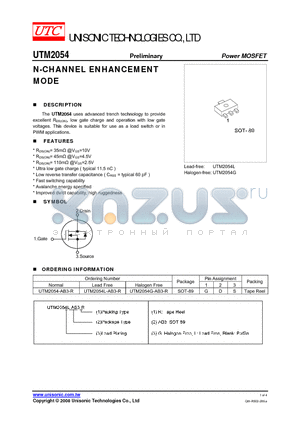 UTM2054 datasheet - N-CHANNEL ENHANCEMENT MODE