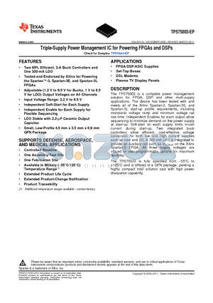 TPS75003-EP datasheet - Triple-Supply Power Management IC for Powering FPGAs and DSPs