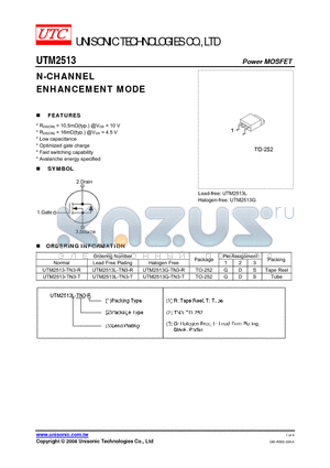 UTM2513L-TN3-R datasheet - N-CHANNEL ENHANCEMENT MODE