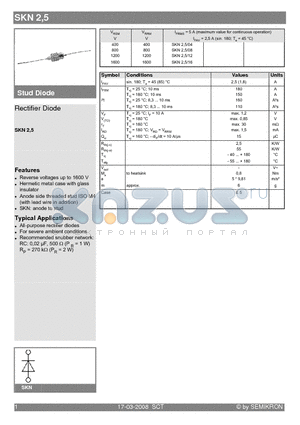 SKN2-08 datasheet - Rectifier Diode