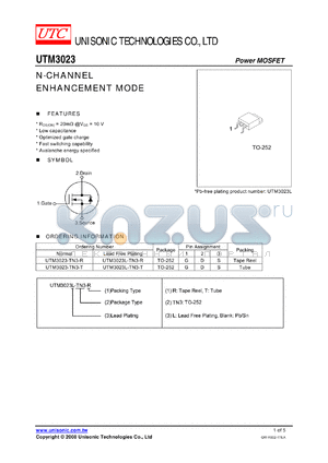 UTM3023-TN3-R datasheet - N-CHANNEL ENHANCEMENT MODE