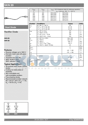 SKN20 datasheet - Rectifier Diode