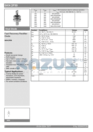 SKN2F50 datasheet - Fast Recovery Rectifier Diode
