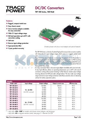 TEP100-4812 datasheet - DC/DC Converters