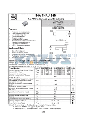 S4A datasheet - 4.0 AMPS. Surface Mount Rectifiers