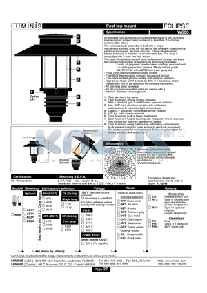 W606 datasheet - Post top mount