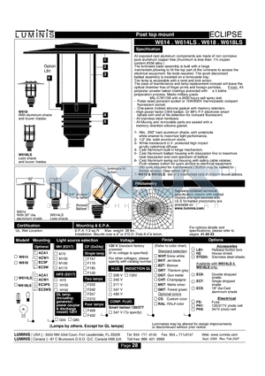 W614 datasheet - Post top mount