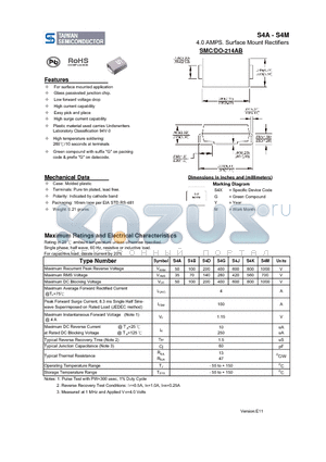 S4A datasheet - 4.0 AMPS. Surface Mount Rectifiers