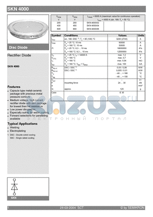 SKN4000 datasheet - Rectifier Diode