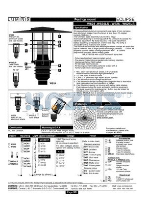 W626 datasheet - Post top mount