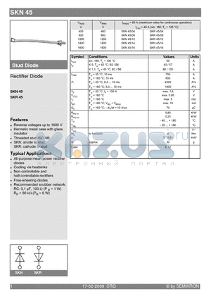 SKN45/08 datasheet - Rectifier Diode