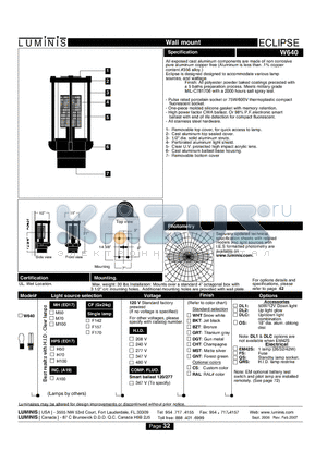 W640 datasheet - Wall mount