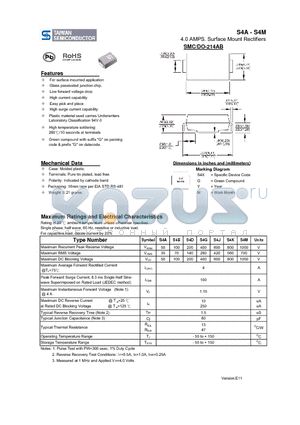 S4A_11 datasheet - 4.0 AMPS. Surface Mount Rectifiers