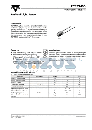 TEPT4400 datasheet - Ambient Light Sensor