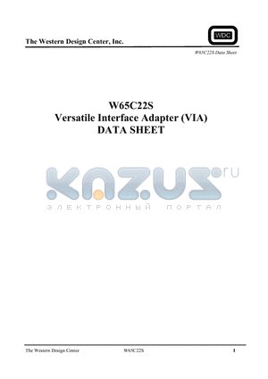 W65C22S6TPLG-14 datasheet - Versatile Interface Adapter (VIA)