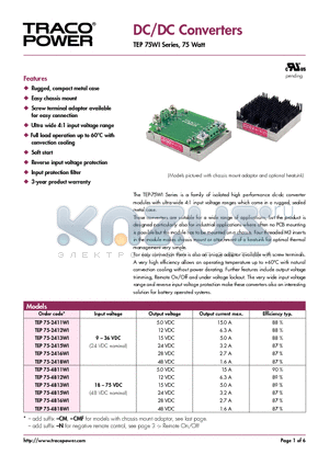 TEP75-2413WI datasheet - DC/DC Converters