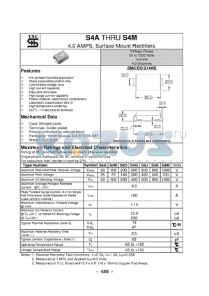 S4J datasheet - 4.0 AMPS. Surface Mount Rectifiers