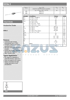 SKNA2/13 datasheet - Avalanche Diode