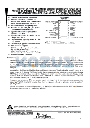 TPS75301QPWPRQ1 datasheet - FAST-TRANSIENT-RESPONSE 1.5-A LOW-DROPOUT VOLTAGE REGULATORS